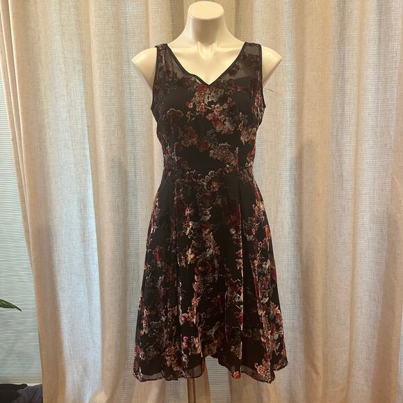 NEW WHBM Floral Burnout Fit and Flare Dress sz 4 whimsigoth dress - Picture 2 of 13